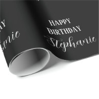 Happy Birthday Name Monogram Schwarz-weiß Modern