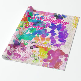 Happy Birthday Name Multicolor Abstrakt Bokeh Geschenkpapier