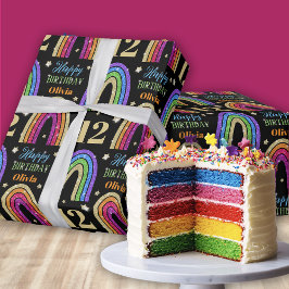 Happy Birthday Name Rainbow Wrapping Paper Geschenkpapier