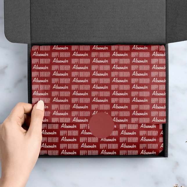 Happy Birthday Name Red Tissue Paper Seidenpapier (Von Creator hochgeladen)