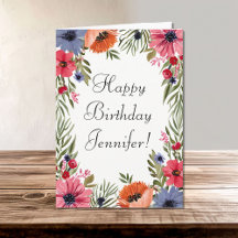Happy Birthday Name Summer Blume Poppies Floral