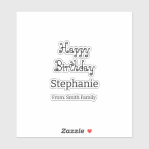 Happy Birthday Name Typografie Modern Simple Aufkleber