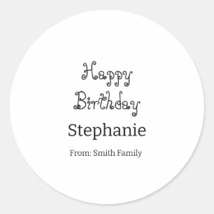 Happy Birthday Name Typografie Modern Simple Runder Aufkleber