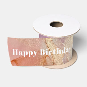 Happy Birthday Named Pastel Abstrakt Satin Ribbon Satinband