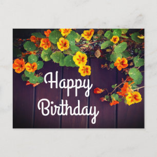 Happy Birthday Nasturtium Postcard Postkarte