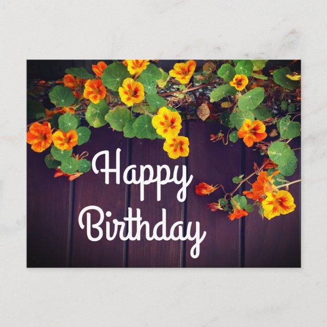 Happy Birthday Nasturtium Postcard Postkarte (Vorderseite)