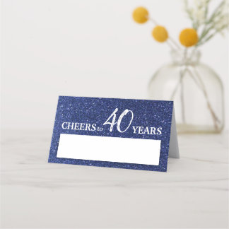 Happy Birthday Navy Blue Glitzer Glam Personalisie Platzkarte