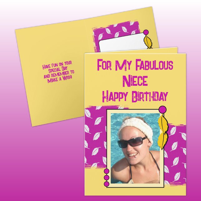 Happy Birthday Nece Foto pink gelb Karte (Von Creator hochgeladen)