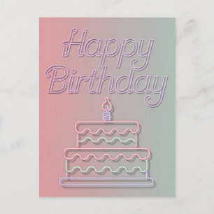 Happy Birthday Neon Sign Design Postkarte