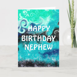 Happy Birthday Nephew | Blau, Aquamarin und schwar Karte