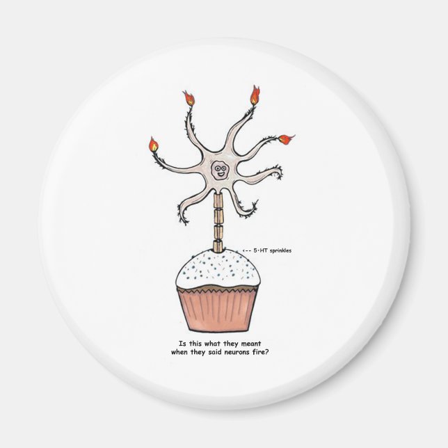 Happy Birthday Neuron Cupcake Magnet (Vorne)