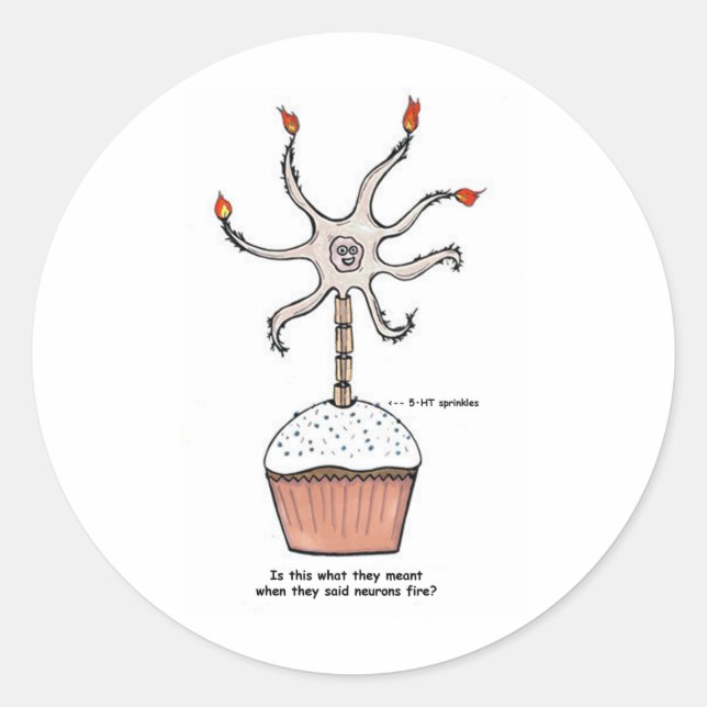 Happy Birthday Neuron Cupcake Runder Aufkleber (Vorderseite)