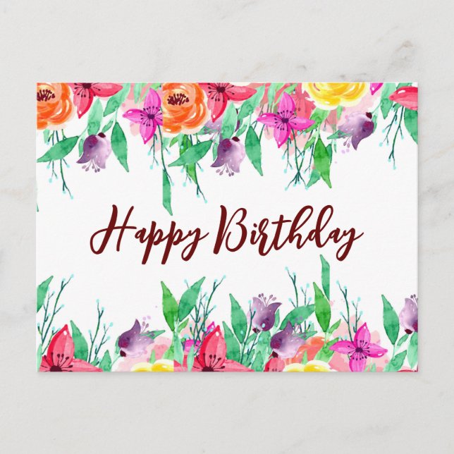 Happy Birthday Nichte Blumendesign Postkarte (Vorderseite)