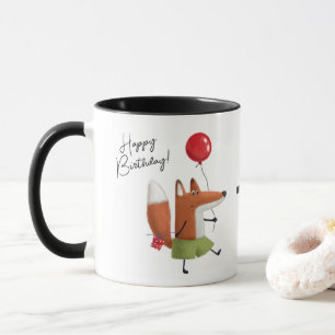 Happy Birthday Niedlich Balloon Fox Personalisiert Tasse