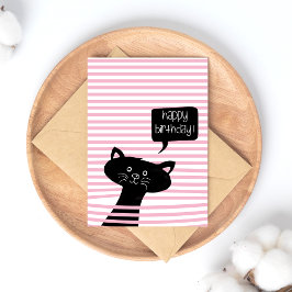 Happy Birthday Niedlich Black Cat Postkarte