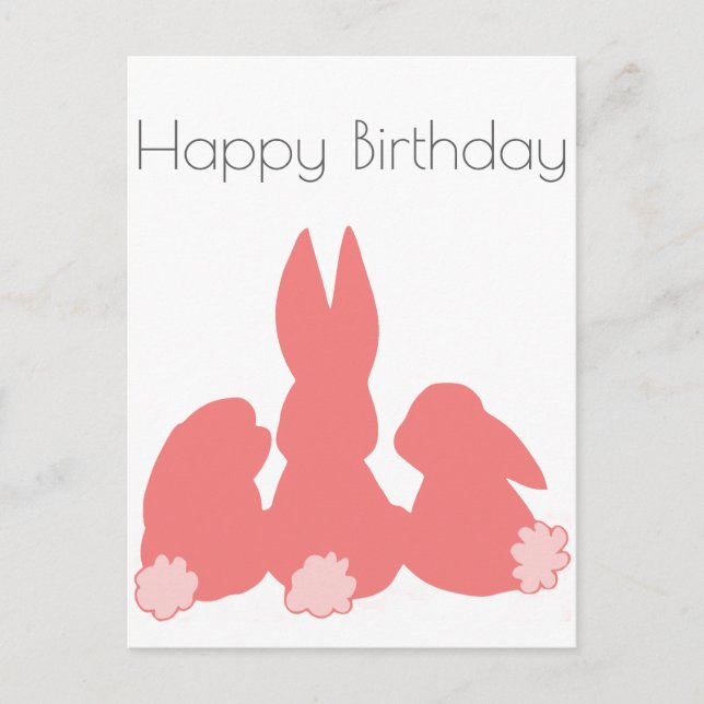 Happy Birthday - Niedlich Bunnies Postcard Postkarte (Vorderseite)