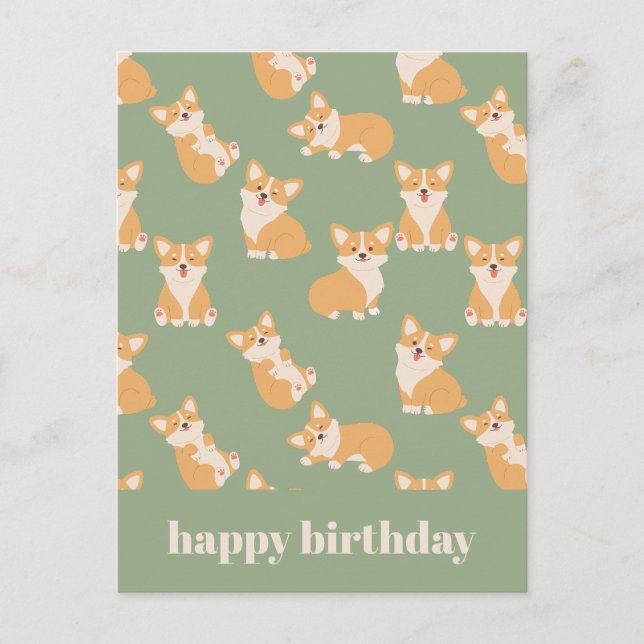Happy Birthday Niedlich Corgi Muster für Hund Love Postkarte (Vorderseite)