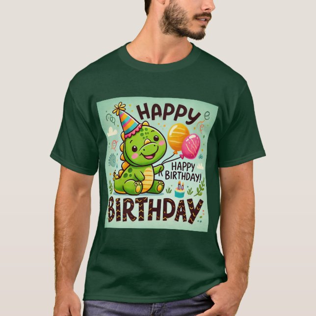 Happy Birthday Niedlich Dino Roar T-Shirt (Vorderseite)