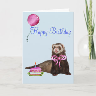 Happy Birthday Niedlich Ferret Cake Ballon Karte
