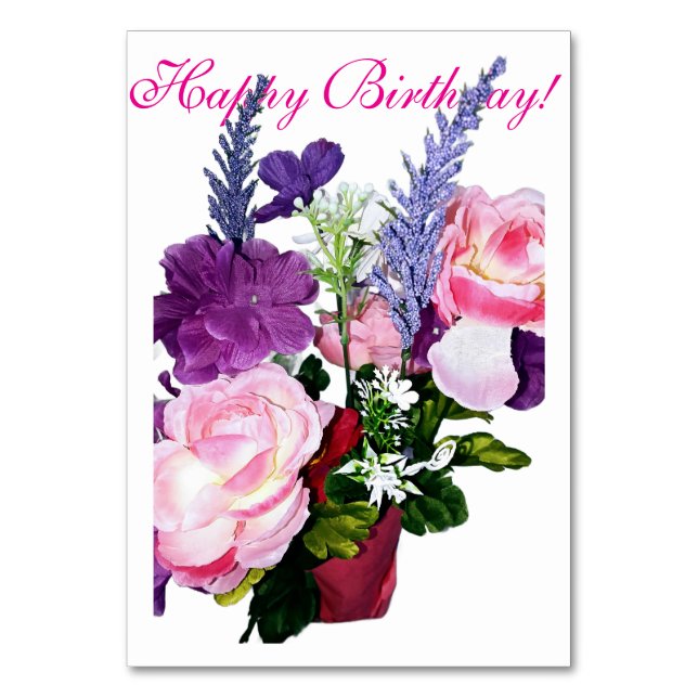 Happy Birthday niedlich floral Card tablecard Tischnummer (Vorderseite)