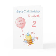 Happy Birthday Niedlich Flying Bee mit Balloon