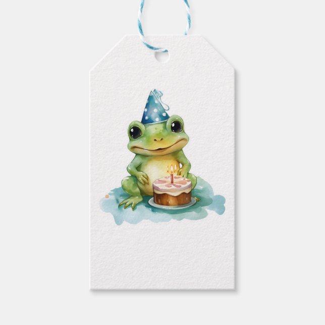 Happy Birthday Niedlich Frosch Geschenkanhänger (Vorderseite)