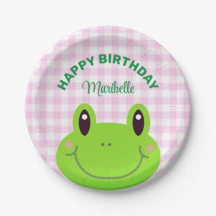 Happy Birthday Niedlich Frosch Pink Pappteller