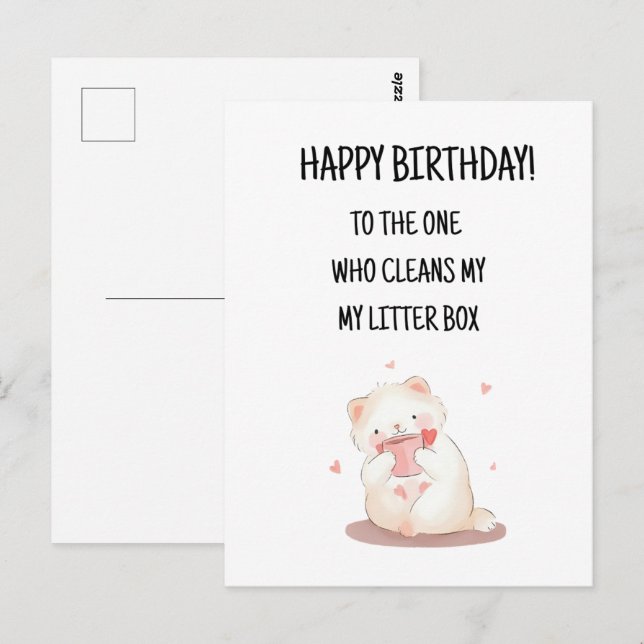 Happy Birthday Niedlich & Funny Cat Postcard Postkarte (Vorne/Hinten)