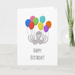 Happy Birthday Niedlich Funny Octopus Cartoon Ball Karte