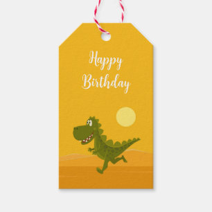Happy Birthday Niedlich Funny Running Dino Dinosau Geschenkanhänger