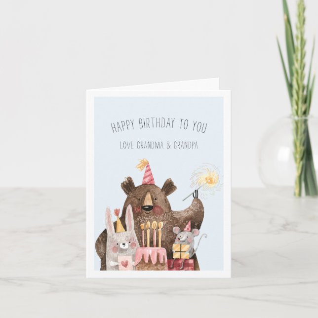 Happy Birthday | Niedlich Kids Party Tiere Karte (Vorderseite)