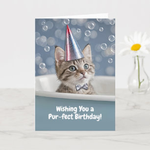 Happy Birthday Niedlich Kitten in Tub mit Party Hu Karte