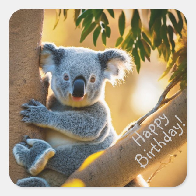Happy Birthday Niedlich Koala Bären Stickers (Vorderseite)