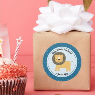 Happy Birthday Niedlich Lion Zoo Animals Runder Aufkleber