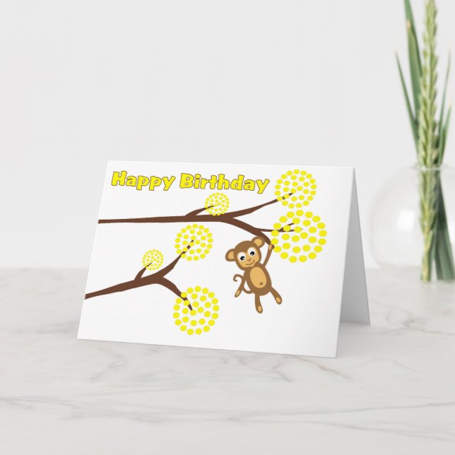 Happy Birthday Niedlich Monkey Card Karte (Vorderseite)