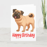 Happy Birthday Niedlich Mops Welpe Hund Cartoon Ve