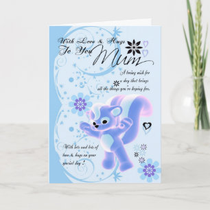 Happy Birthday Niedlich Mum Card blauen Blumen nie Karte