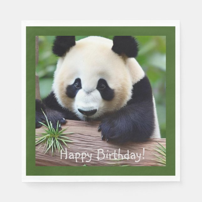 Happy Birthday Niedlich Panda Bear Serviette (Vorderseite)