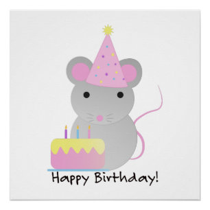 Happy Birthday Niedlich Party Mouse Poster