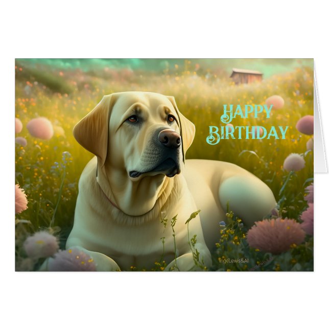 Happy Birthday Niedlich Pet Labrador Hund Land (Vorderseite (Horizontal))
