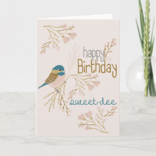 Happy Birthday Niedlich Pink Chickadee Floral Karte
