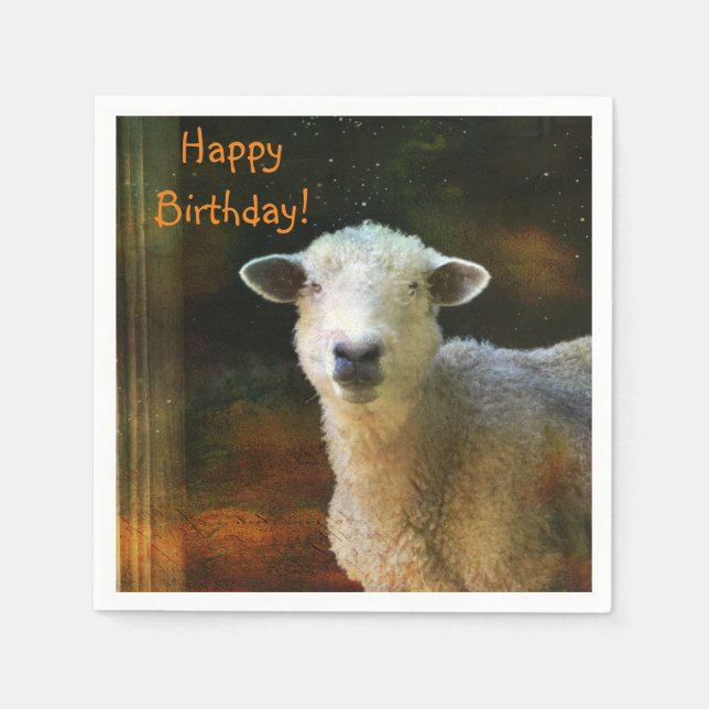 Happy Birthday Niedlich Sheep Serviette (Vorderseite)