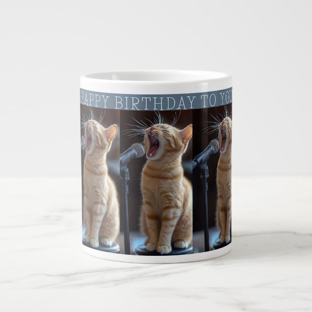 Happy Birthday Niedlich Singkatzen Jumbo-Tasse (Vorderseite)