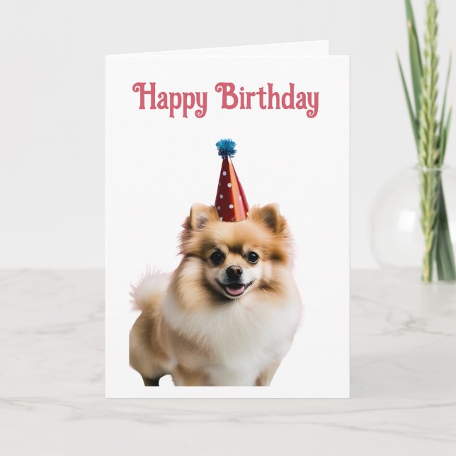 Happy Birthday Niedlich Spitz Karte (Vorderseite)