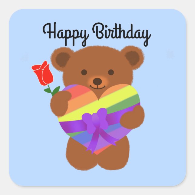 Happy Birthday Niedlich Teddy Bär #2 Stickers (Vorderseite)
