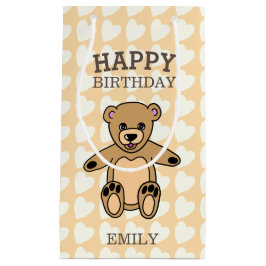 Happy Birthday Niedlich Teddy Bär mit Herz Kleine Geschenktüte