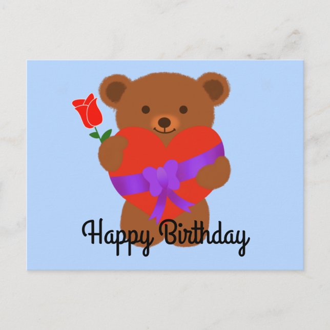Happy Birthday Niedlich Teddy Bear #1 Postkarte (Vorderseite)