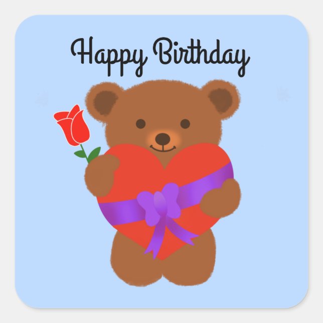 Happy Birthday Niedlich Teddy Bear #1 Stickers (Vorderseite)