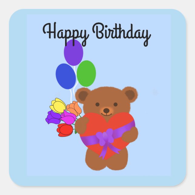 Happy Birthday Niedlich Teddy Bear #4 Stickers (Vorderseite)