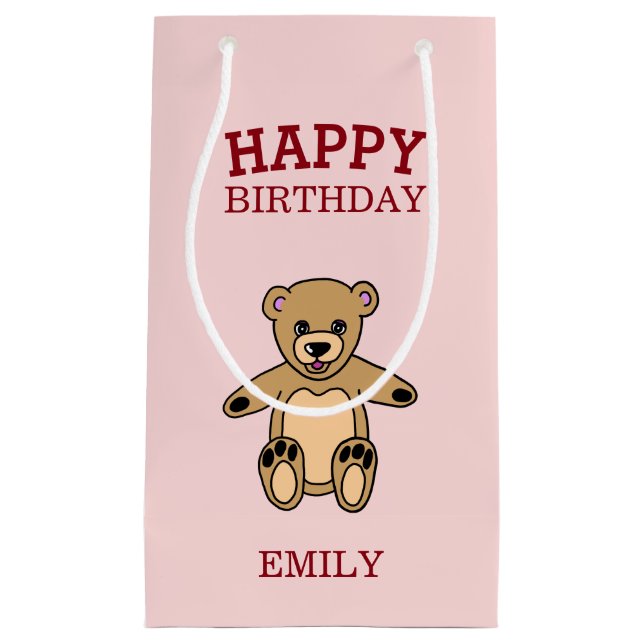 Happy Birthday Niedlich Teddy Bear Kleine Geschenktüte (Vorderseite)